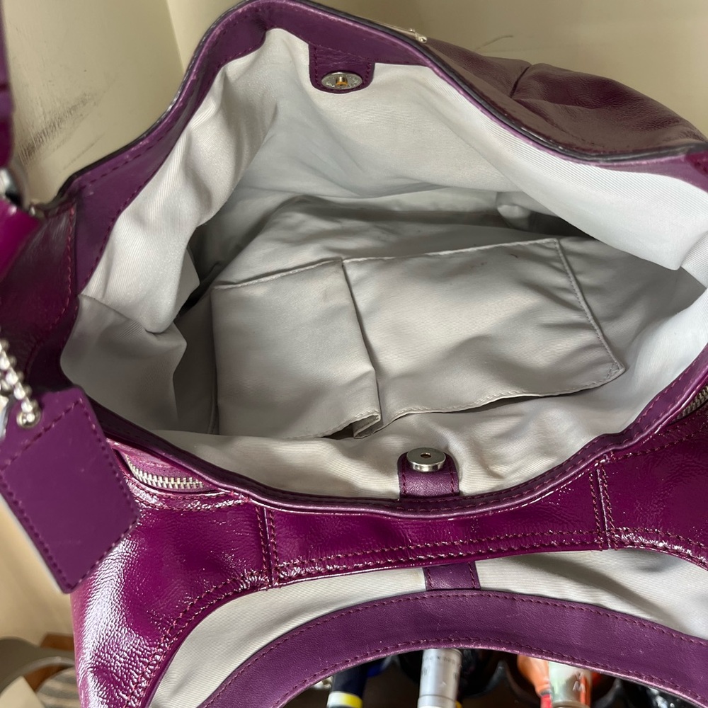 Coach Purple Patent Leather Madison Maggie Hobo Bag - Picture 9 of 12